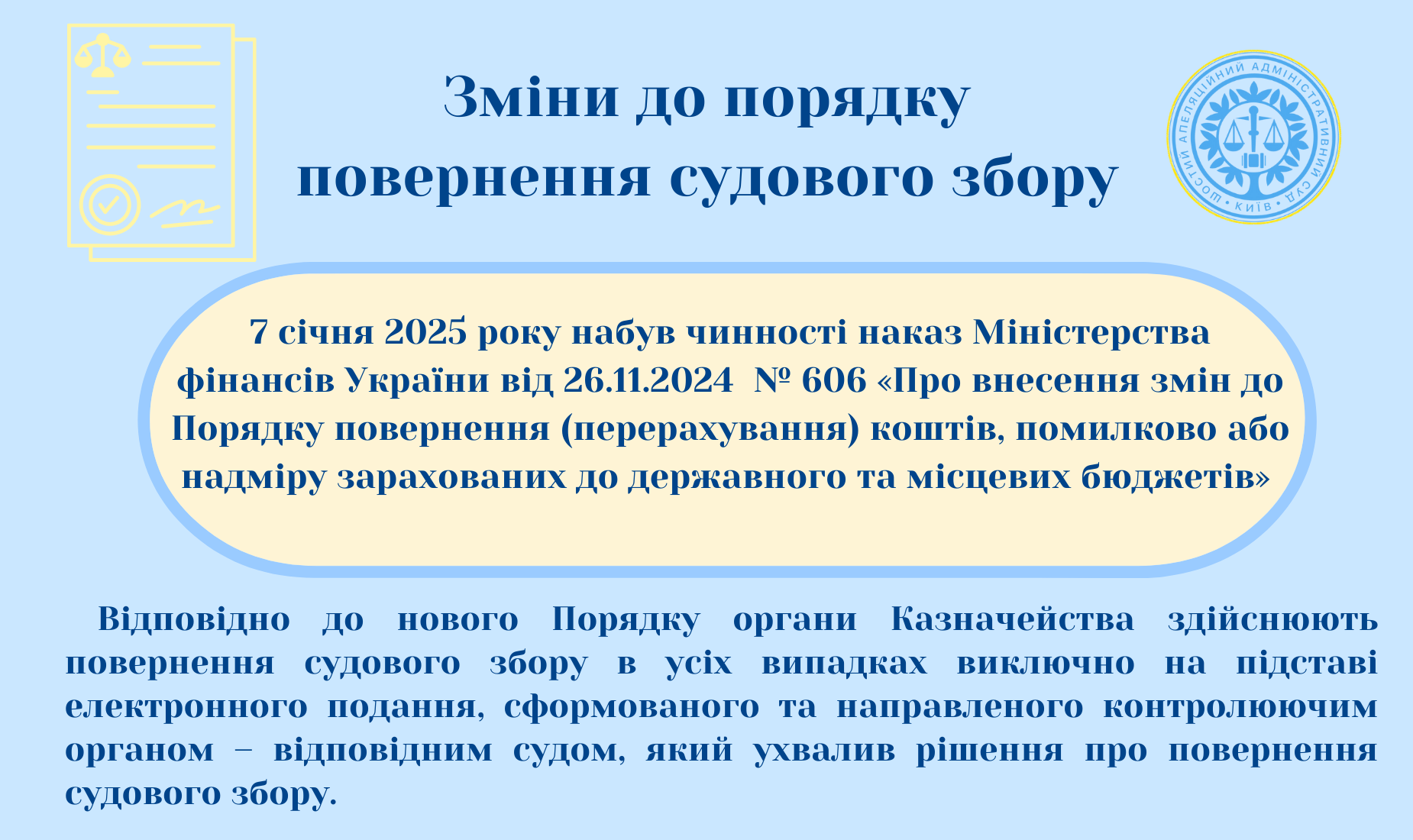 Зміни до порядку повернення судового збору